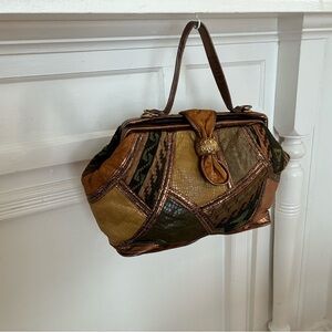 Vintage 80s Leather Patchwork Purse by Park Avenue Int.